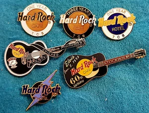 ELVIS PRESLEY TAKING CARE OF BUSINESS BIRTHDAY GUITAR Hard Rock Cafe 6 PINS LOT - Picture 1 of 1