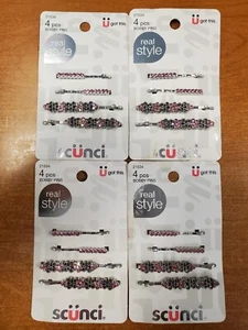 4 Pks of 4: Scunci Real Style Faux Pink Jewel & Silver Bobby Pins (5348) R7P7b - Picture 1 of 3
