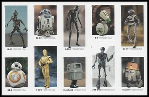 US #5573-5582 MNH 2021 Star Wars Droids R2D2 C3PO BB8 DO Gonk Chopper - Picture 1 of 1