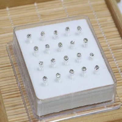 20 PIEZAS Plata Sólida Cristal Blanco 3MM Garra Barra Recta Barra Nariz Perno Al Por Mayor Foto 1 de 3