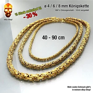 1 Königsketten 18 kt vergoldet 40-90 cm / 4 6 8 mm - Edelstahl dünne Halsketten - Bild 1 von 6