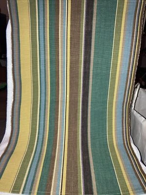 Crate And Barrel  Striped Taos Green Multi Colored  Table Runner 14 X 90” - Image 1 of 4