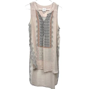 Vestido Boho Knox Rosa Desnudo Sin Mangas Dobladillo Alto Bajo Transparente Encubrimiento Talla M - Imagen 1 de 9