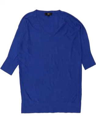 Suéter Jersey MOSSIMO Mujer Longline Manga 3/4 Cuello en V Reino Unido 14 Medio Azul SI04 Foto 1 de 3