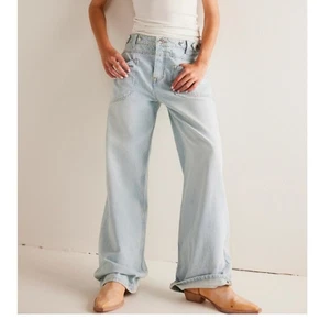 We The Free Palmer Palmer Cuffed Wide Leg In Daydream Blue Jean 24 - Picture 1 of 10