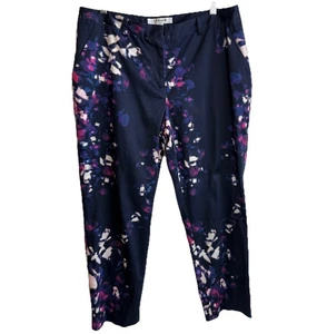 Pantaloni pantaloni gamba dritta LK Bennett Lettie blu navy stampa floreale astratta taglia 12 - Foto 1 di 8