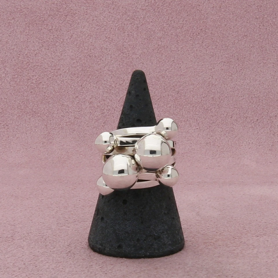 sterling silver beaded cluster ring size 7 - Image 1 of 3