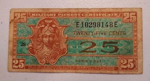 U.S. Military Payment Certificate 25 Cents Series 521 (1954-58) Pick M31a - Picture 1 of 2