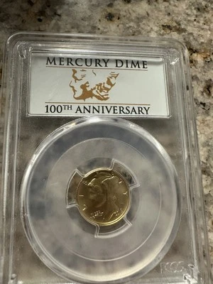 2016 W Mercury Gold Dime 10¢ - PCGS SP70 - First Strike 100th Anniversary - Image 1 of 2