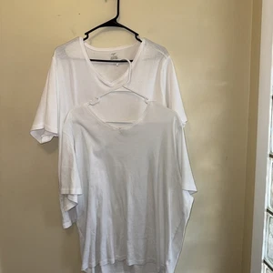 CJ Banks White Tshirts 3x V Neck Set Of 2 - Picture 1 of 8