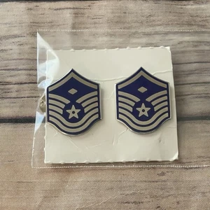 US Military Air Force USAF Rank Collar Pin Master Sergeant W/ 1st Sergeant E-7 - Picture 1 of 2