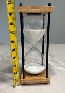 9,5" Sanduhr Holz & Metallrahmen weiß sand 30 Minuten Timer - Bild 1 von 4