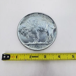 Pisapapeles vintage de níquel búfalo cabeza india de 3" de gran tamaño - Imagen 1 de 3