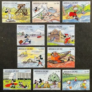 SIERRA LEONE DISNEY CHARACTERS VISIT SIERRA LEONE STAMPS MNH 1990 AIRPLANE SHIP - Picture 1 of 1