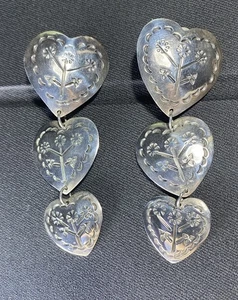 Taxco gestempelt 3" Hänger Südwesten 3 Herz Ohrringe Mexiko 925 Sterling Vintage - Bild 1 von 6