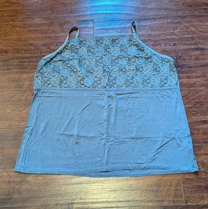 Lane Bryant Womens 18/20 Cami Top Gray Lace Trim Strappy Camisole Comfy Layering - Picture 1 of 10