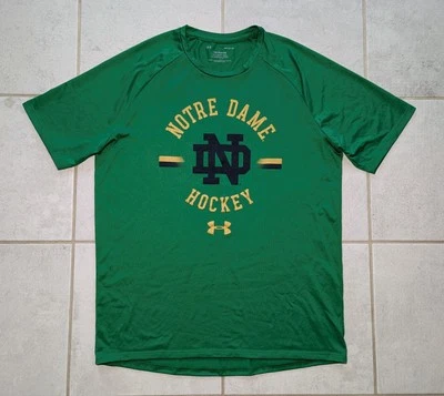 Under Armour Para Hombre Mediana Notre Dame Hockey Atlético Manga Corta Camisa Verde Foto 1 de 4