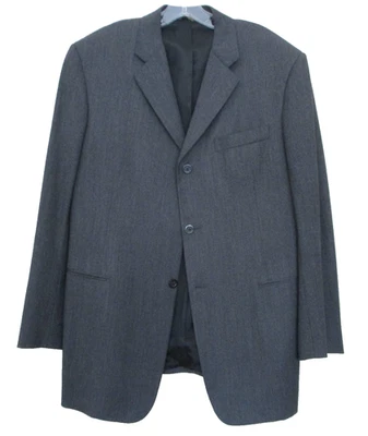 Donna Karan Couture 男式运动外套西装夹克灰色羊毛 42R — 第 1/4 张图片