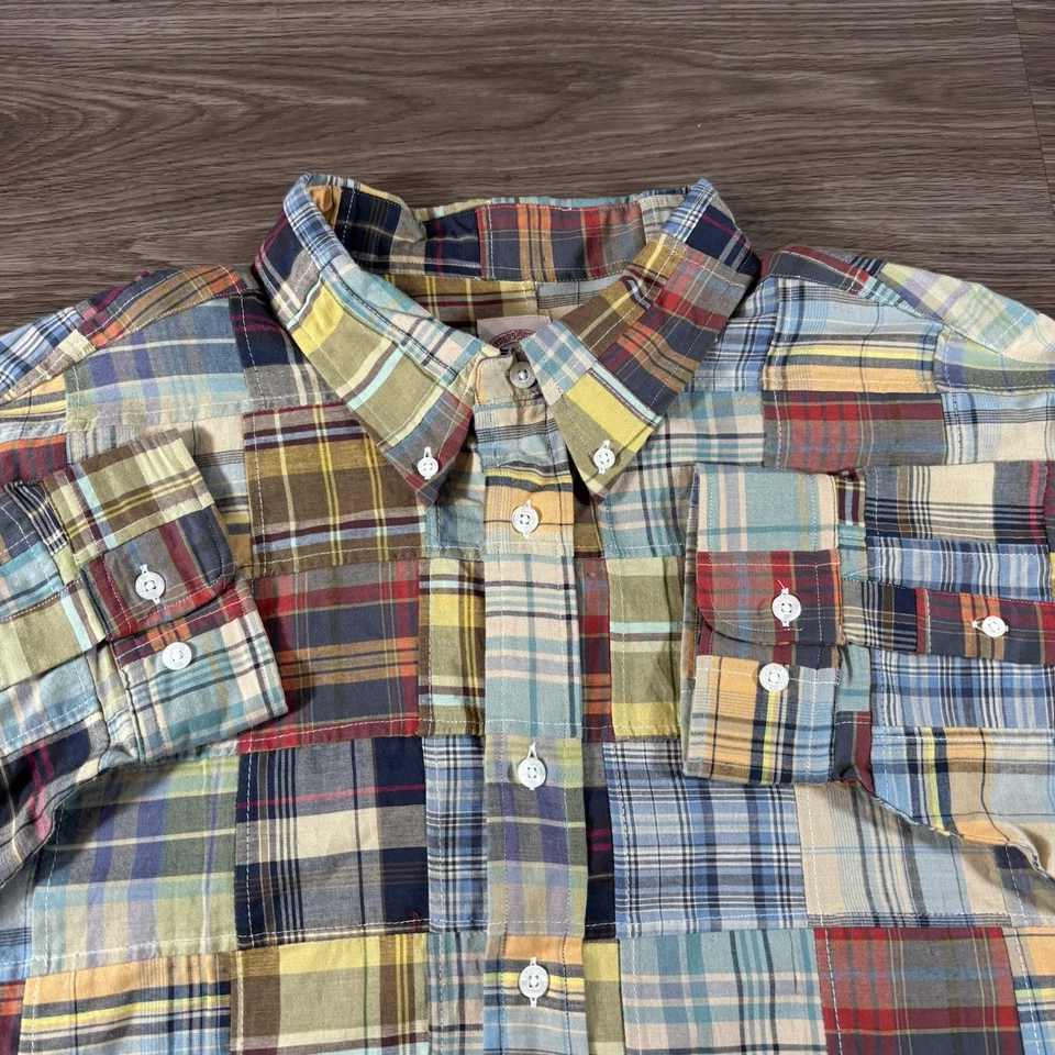 Camisa Brooks Brothers Para Hombre XXL Beige A Cuadros Madras Indias Retazos Con Botones Foto 1 de 4