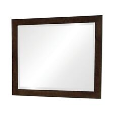 40 Inch Solid Wood Modern Mirror Portrait Framed Cappuccino Brown - Saltoro