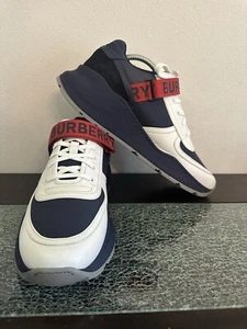 Größe 44EU/11US - Burberry Herren Ronnie Schnürschuhe Sneaker Weiß Blau Rot Original - Bild 1 von 8