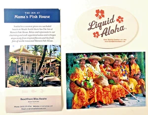Maui Pkg: Mama's Fish House Restaurant 6x4" Postcard, Inn brochure Kona Coaster - Picture 1 of 5