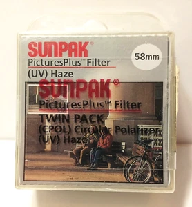 3 New Sunpak 58mm Filters 1(R2 Red-25) 1(CPOL Circular Polarizer) 1(UV Haze) - Picture 1 of 3