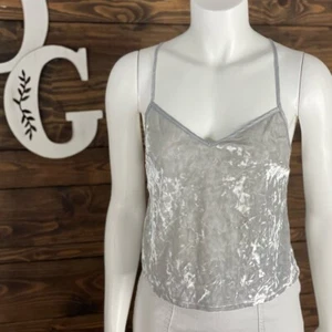 Victoria's Secret | Silver Crushed Velvet Cami Tank Top V-Neck Criss Cross - Picture 1 of 8