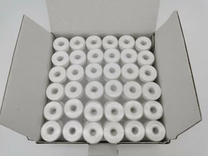 Prewound Bobbins, Size L,Brother SA155,144pcs Plastic Sided, 60S/2, White Color - Picture 1 of 10