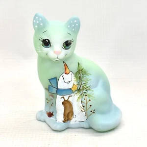 Fenton Gift Shop Limited Edition Cat Snowman Winter Theme Kim Barley Artist - Picture 1 of 5