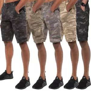Kruze Mens Cargo Shorts Army Combat Camouflage Cotton Work Casual Half Pants - Picture 1 of 40