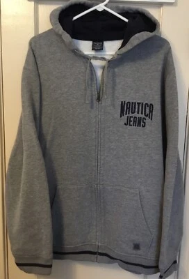 NAUTICA Jeans Co Hoodie Men’s XL Gray Full Zip Drawstring Jacket - Image 1 of 4