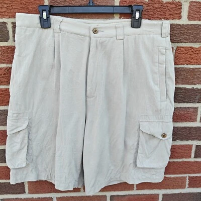Paradise Collection Men's Khaki Tan Silk Shorts Size 36 Cargo - Image 1 of 4