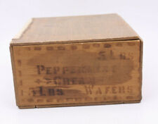 Peppermint Cream Wafers Primitive Wood Worn Refinished Vtg Old Store Antique Box