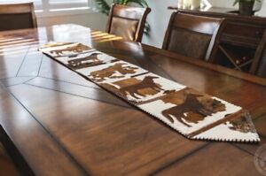 New 100% Real Cowhide Hair on Leather Handmade Patchwork Table Runner Home Decor