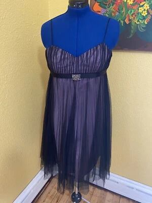 Adrianna Papell Womens Lavender With Black Pleated Tulle Size 10 - Image 1 of 4