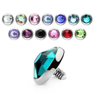 14G 5mm Round Flat Gem 316L Surgical Steel Internally Threaded Dermal Anchor Top - Image 1 of 2