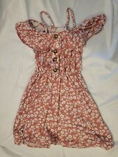 Girls blush Pink Floral summer dress size 6/7 Strap / shoulder short sleeve cute