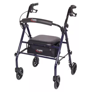 Carex Steel Rollator Transport Walker with Padded Seat, 6" Wheels & Storage Pouc - Picture 1 of 12