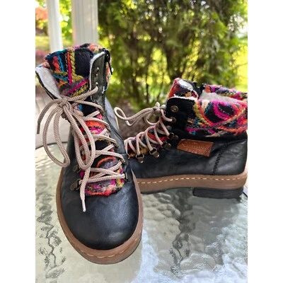 Rieker Ankle Boots Leather Felicitas 1874 Lace Up Black Size 37 or US 6.5-7 - Image 1 of 4