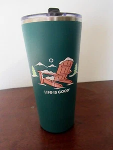 NWT  LIFE IS GOOD 25 OZ  STAINLESS STEEL TUMBLER "WINTER ADIRONDACK"..GREAT GIFT - Picture 1 of 5