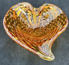 Plateau à feuilles/plateau à cendres vintage en verre art de Murano bullicante en forme de cœur