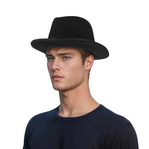 Wool Felt Fedora Hat – Vintage Trilby Style for Men & Women, Short Brim C-Crown - Picture 1 of 8
