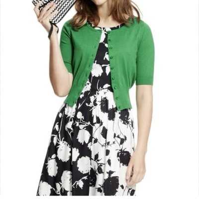 Vestido Boden Para Mujer 8P Negro Blanco Floral Ajuste y Acampanado Mezcla Seda Cachicho Foto 1 de 4