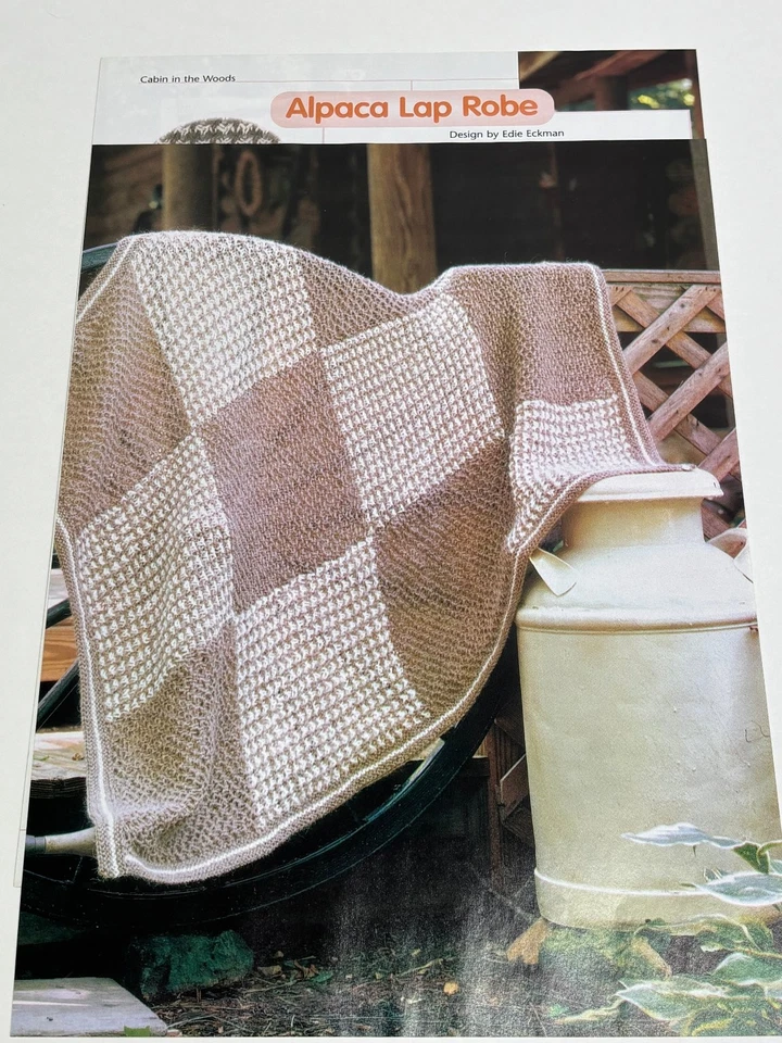 Cabin in the Woods Alpaca Lap Robe Knitting Pattern Worsted Approx 36x48in - Image 1 of 3