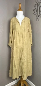 MASSCOB Beige Cotton Gauzy Maxi Dress Tie Neck S - Picture 1 of 9