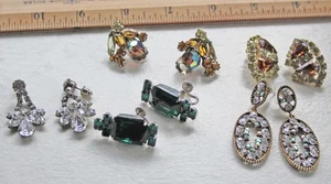 Set 5 Vintage & Moderne Glas Strass Ohrringe durchbohrt & Clip On - Bild 1 von 7