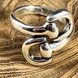 Sterling Silver Snaffle Bit Stacker Layer Ring Horse Western Size 7 - Picture 1 of 3