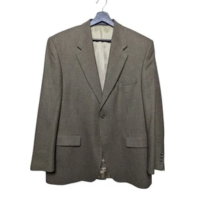 Chaps 100% Lambswool Brown Micro Check Sport Coat Jacket 42R Classic Wool Blazer - Picture 1 of 12