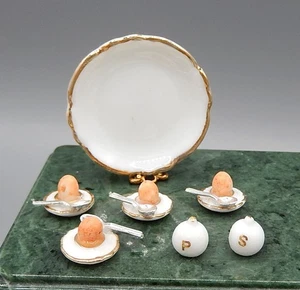 Vintage Reutter Porzellan Poached Eggs Set Dollhouse Miniature 1:12 - Imagen 1 de 10